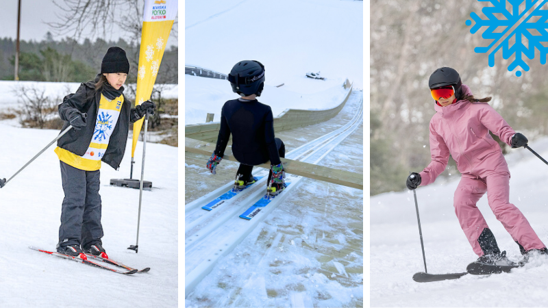 Montage av längdåkare, backhoppare och alpin skidåkare. Foto: Ulf Palm